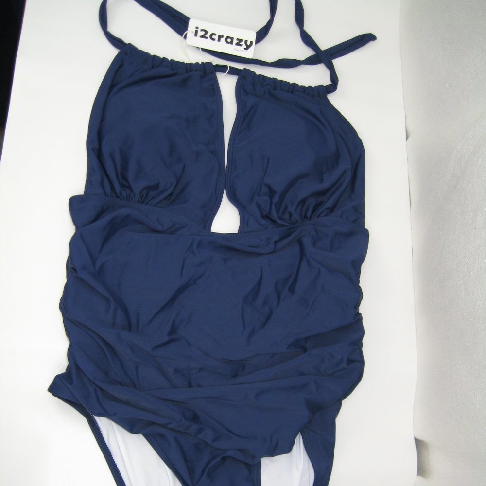 I2Crazy One-Piece Halter-Top Navy Blue Swimsuit